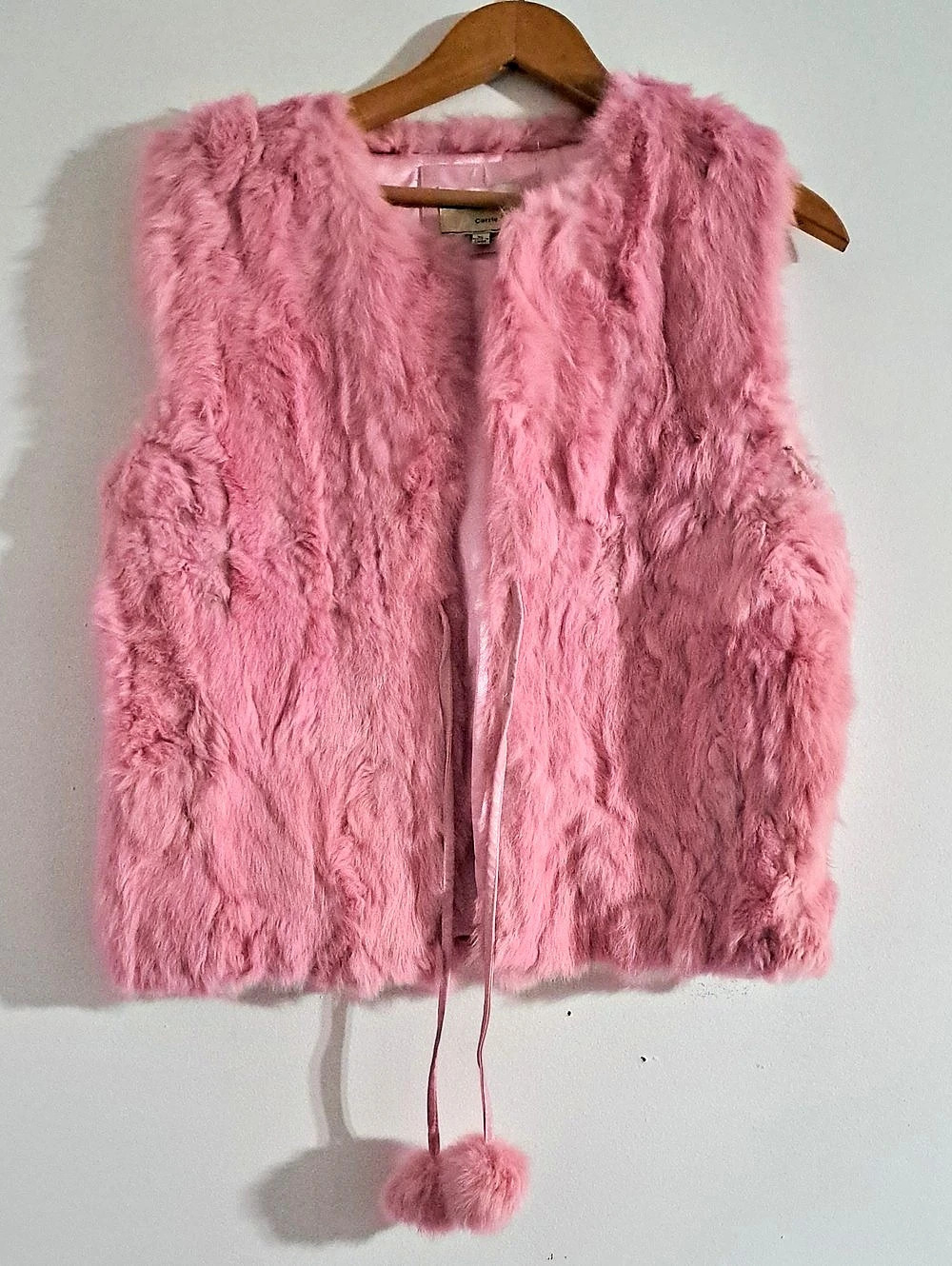 Carrie Allen Pink Rabbit Fur Vest Size XL